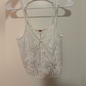 We The Free White Embroidered Blouse